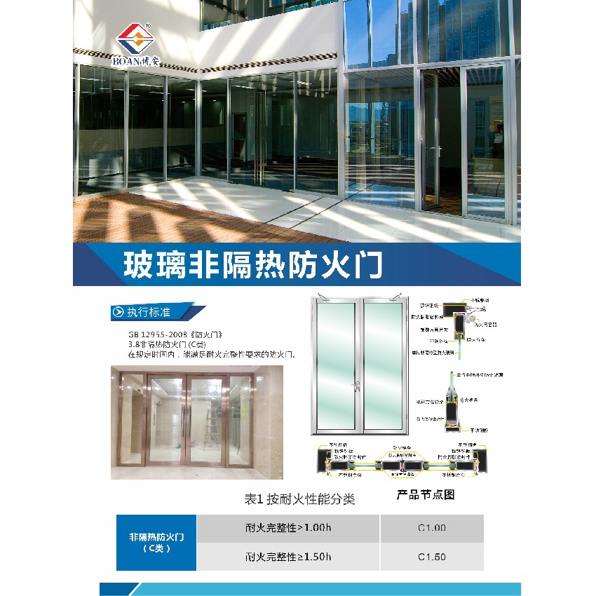 玻璃非隔熱防火門(mén)